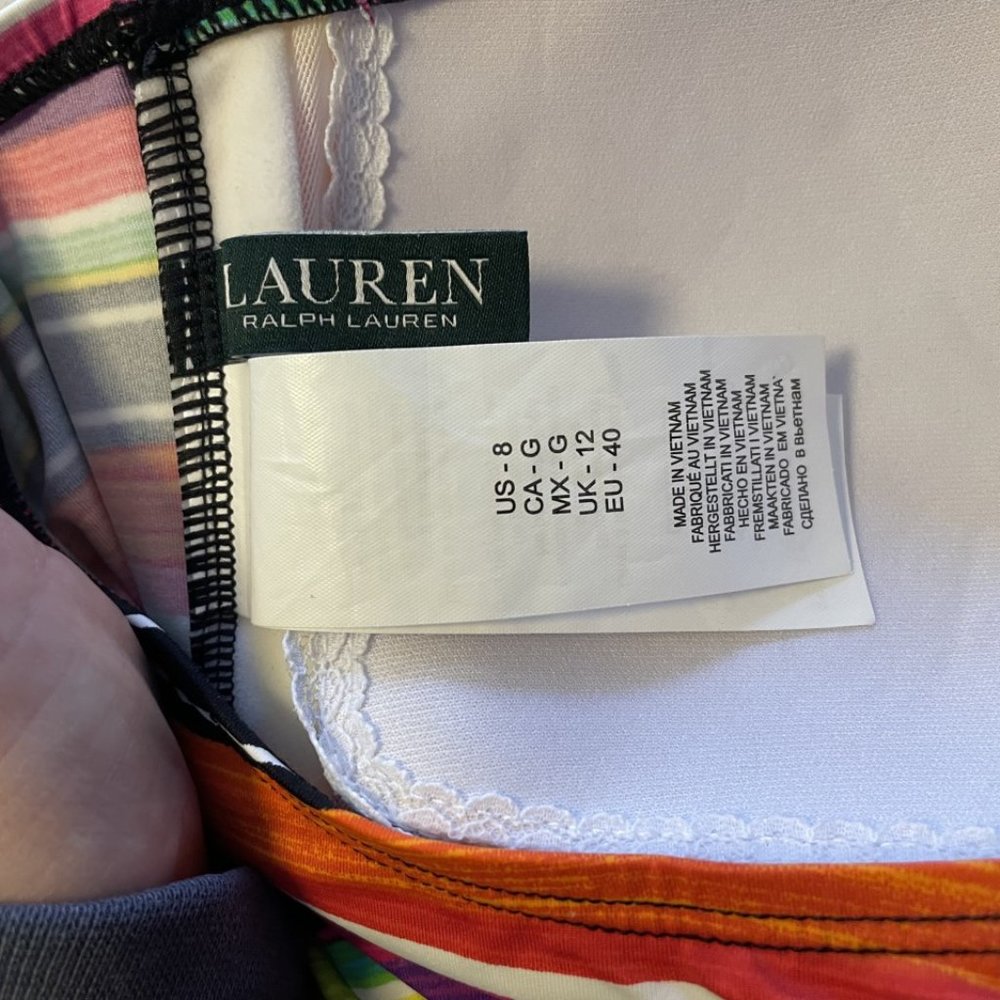 EUC Womens Ralph Lauren 2 piece Swimsuit Tankini Size 8 Multi-Colored Stripes - Picture 7 of 7